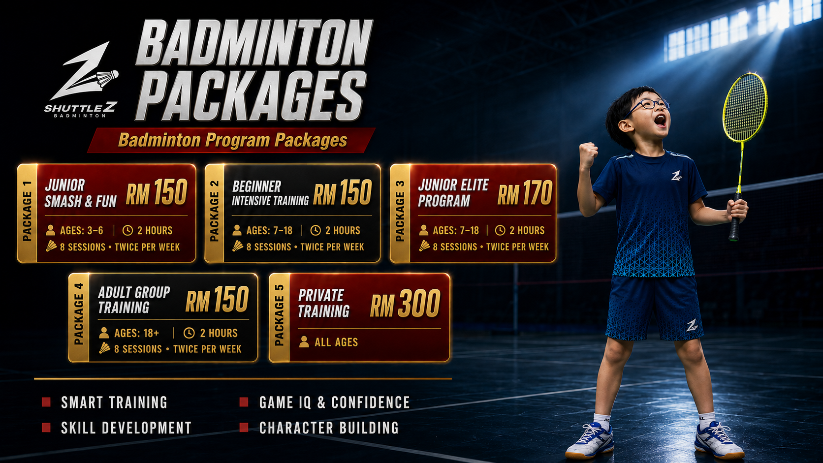 ShuttleZ badminton program packages and pricing